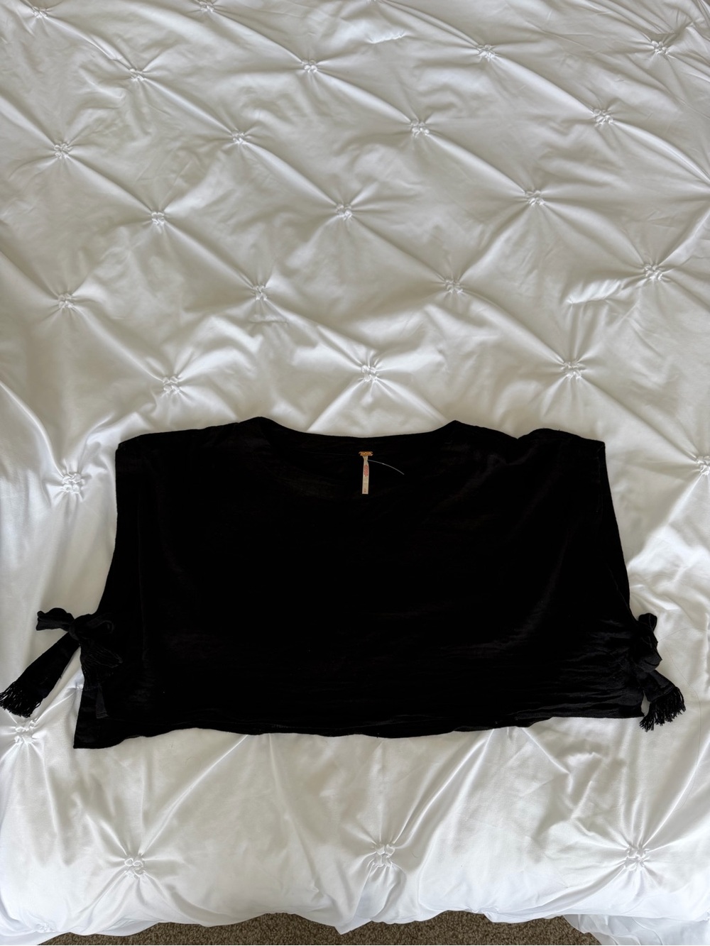 Free People Black Tie-Sleeve Tank Top